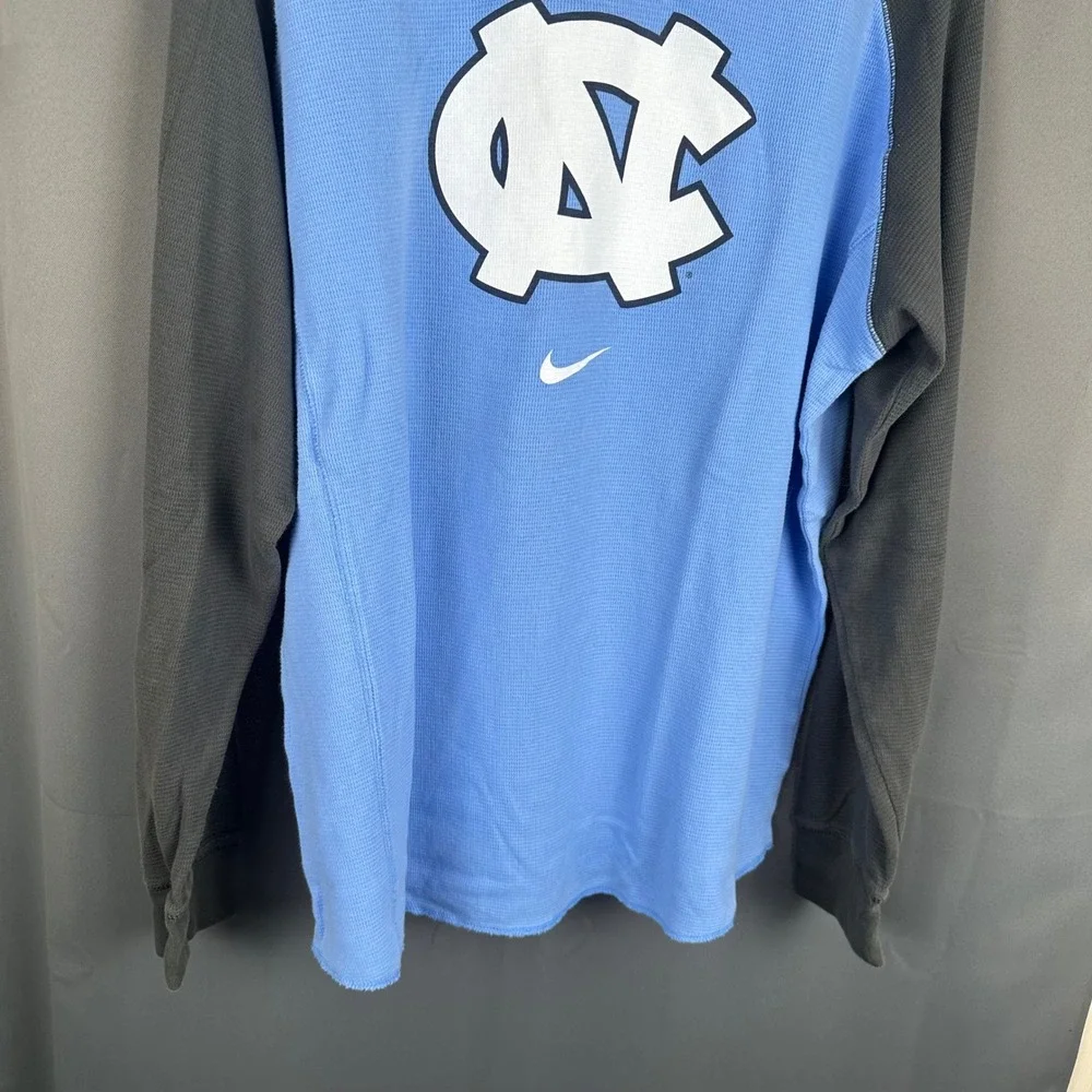 Nike UNC Tar Heels Men XL Waffle Knit Raglan Long Sleeve Shirt Blue Grey